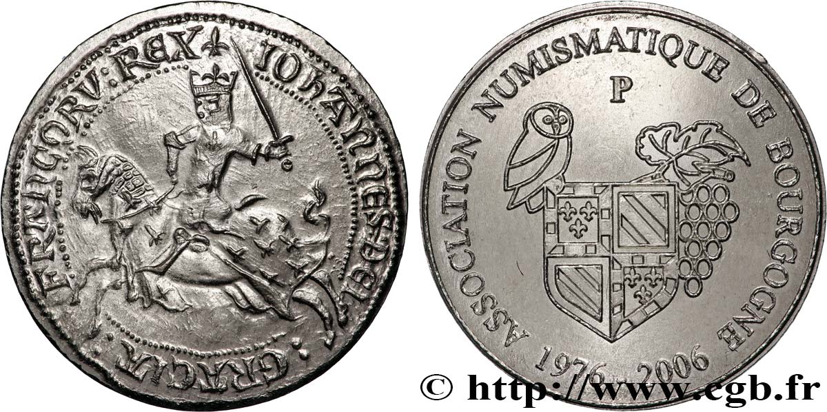 QUINTA REPUBLICA FRANCESA Médaille, Franc à cheval, Association numismatique de Bourgogne SC