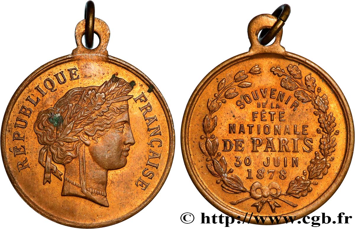 III REPUBLIC Médaille, Souvenir de la fête nationale XF/AU