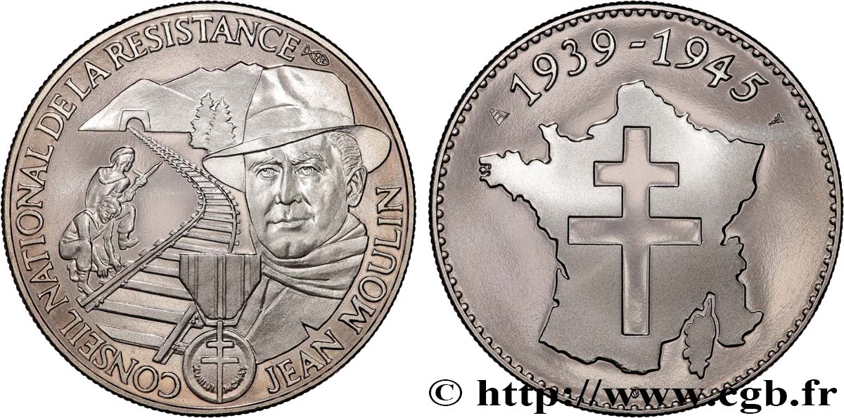 V REPUBLIC Médaille commémorative, Jean Moulin MS