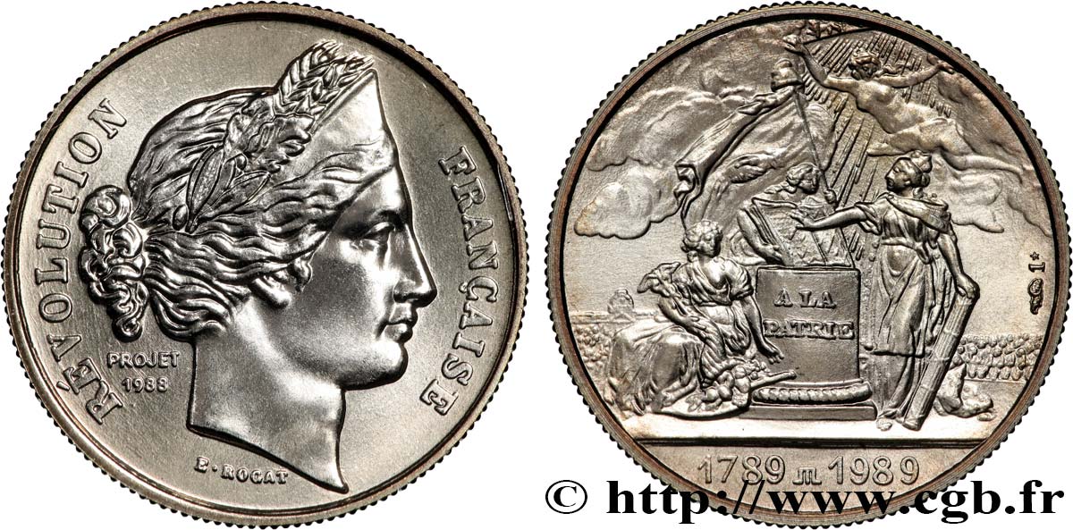 V REPUBLIC Médaille, Bicentenaire de la Révolution Française, La Confédération des Français MS
