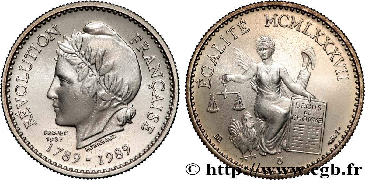 QUINTA REPUBLICA FRANCESA Médaille, Bicentenaire de la Révolution Française, l’Égalité EBC