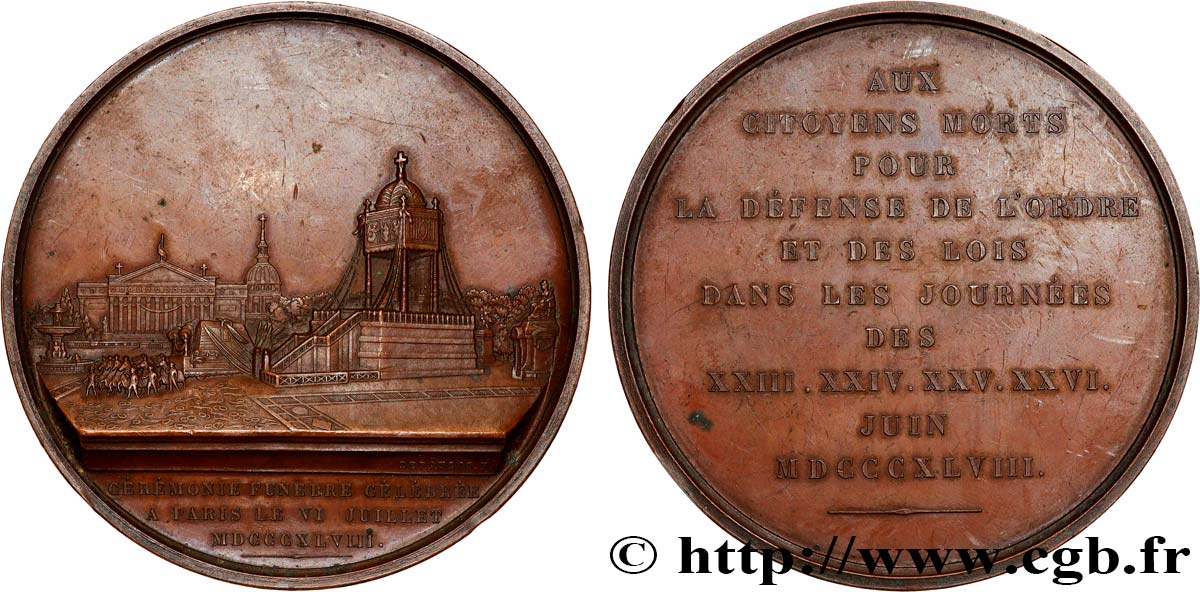 DEUXIÈME RÉPUBLIQUE Médaille, Cérémonie funèbre célébrée à la mémoire de victimes des Journées de Juin q.SPL