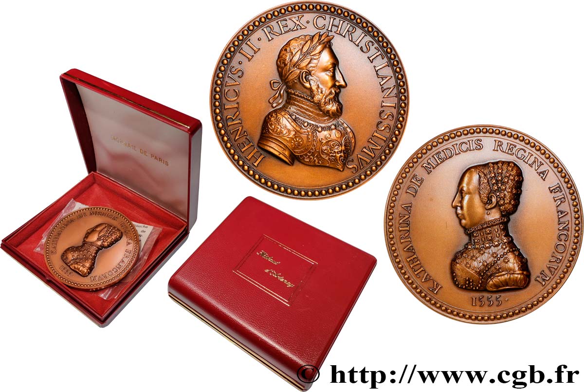 HENRY II Médaille d’Henri II et Catherine de Médicis, refrappe AU
