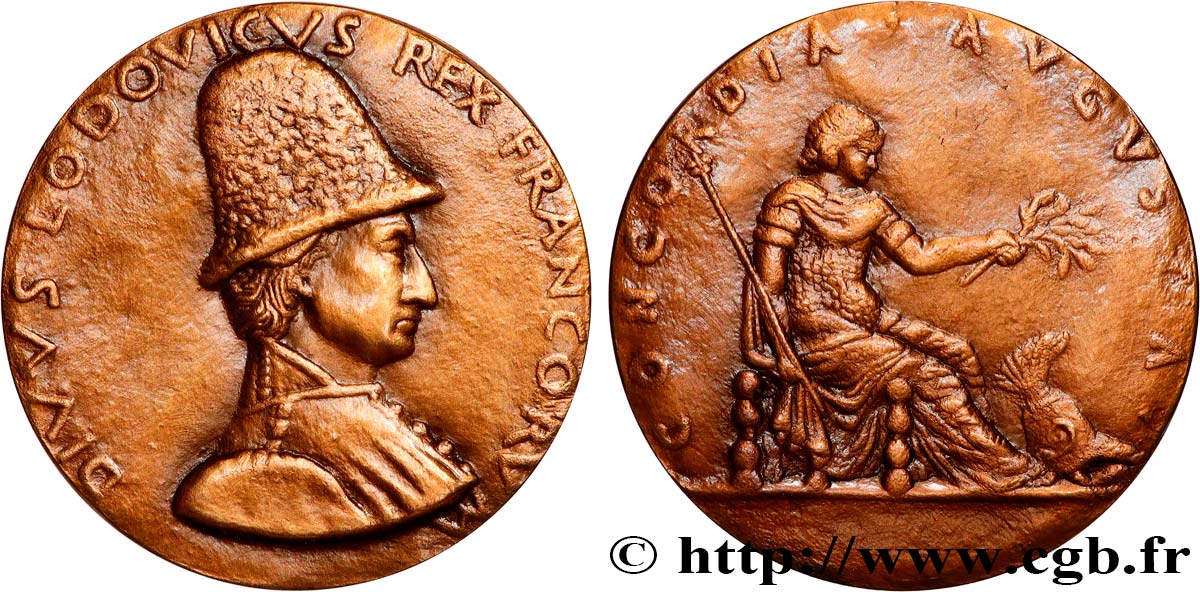 LOUIS XI THE  CAUTIOUS  Médaille, Concordia Augusta, refrappe AU
