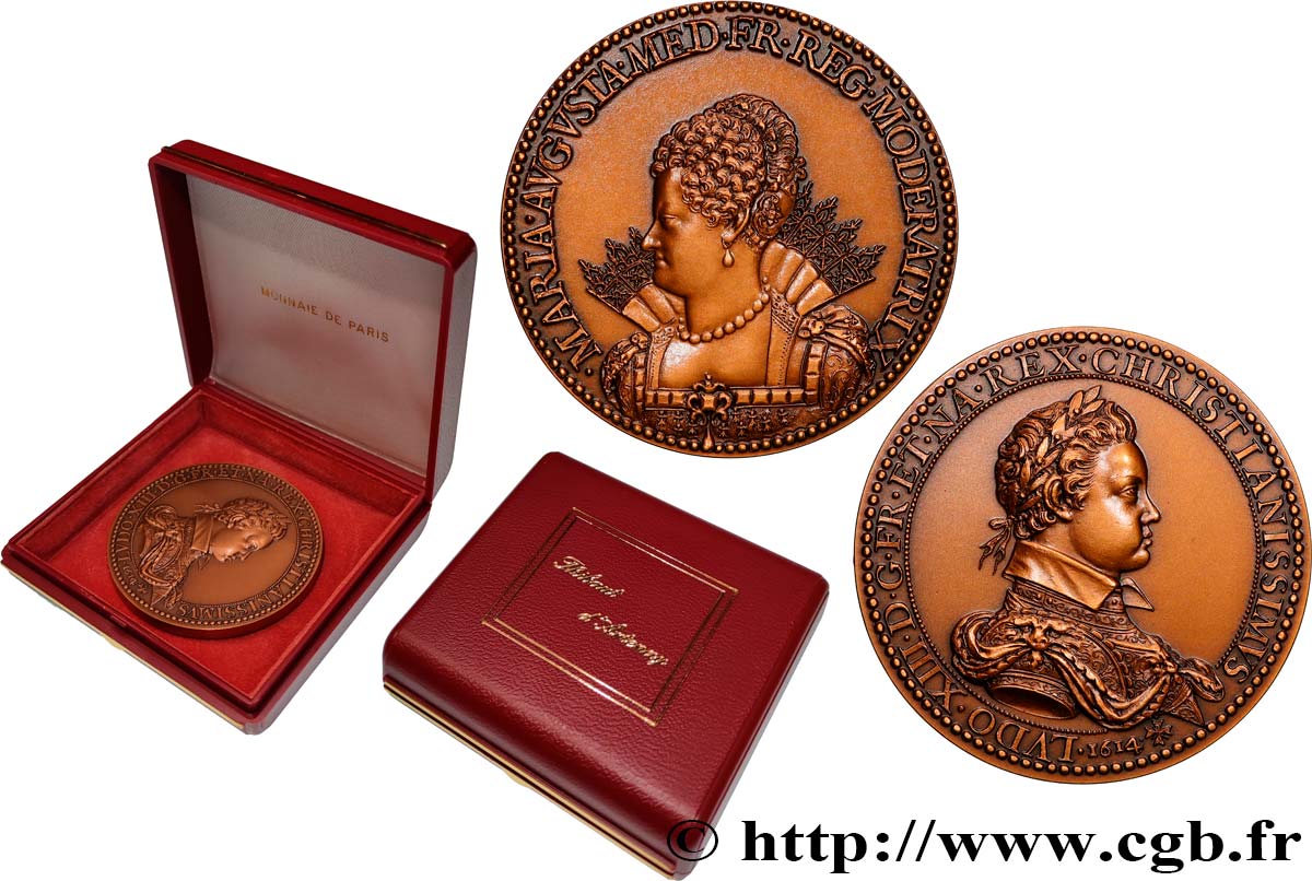 MARIE DE MÉDICIS Médaille, Marie de Médicis et Louis XIII, refrappe AU