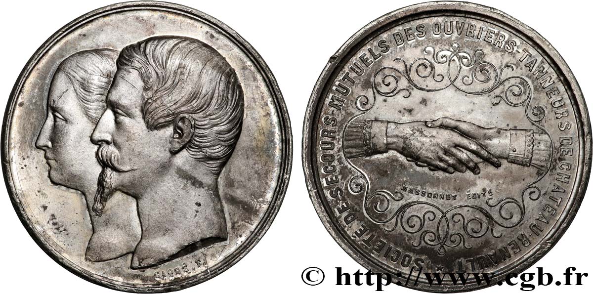 ASSURANCES Médaille, Société de secours mutuels des ouvriers-tanneurs de Château-Regnault TTB