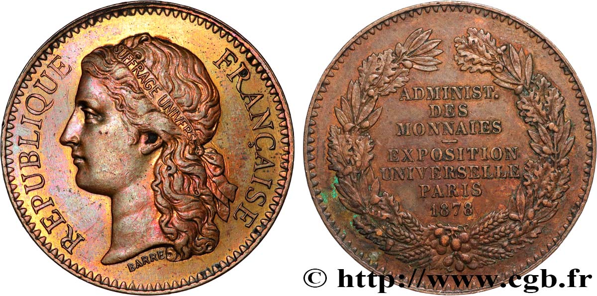 III REPUBLIC Médaille, Administration des monnaies XF