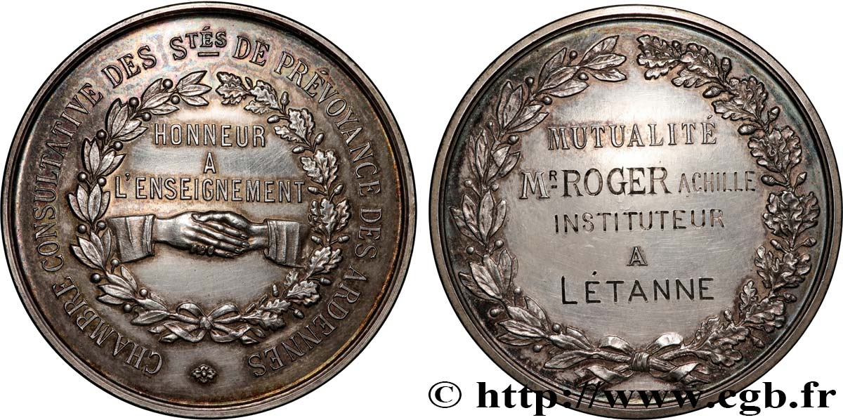 ASSURANCES Médaille, Chambre consultative des sociétés de prévoyance des Ardennes AU