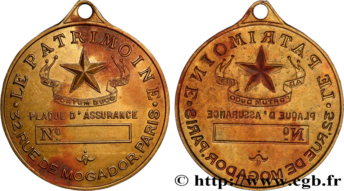 ASSURANCES Médaille, Plaque d’assurance, Le Patrimoine AU