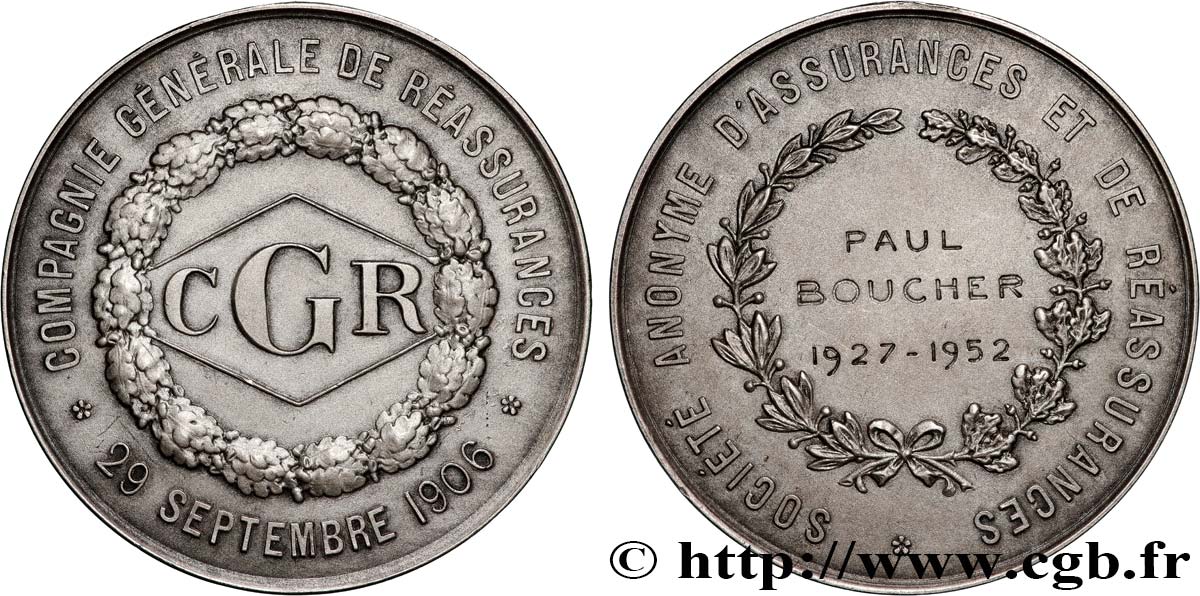 LES ASSURANCES Médaille, Compagnie Générale de Réassurance EBC