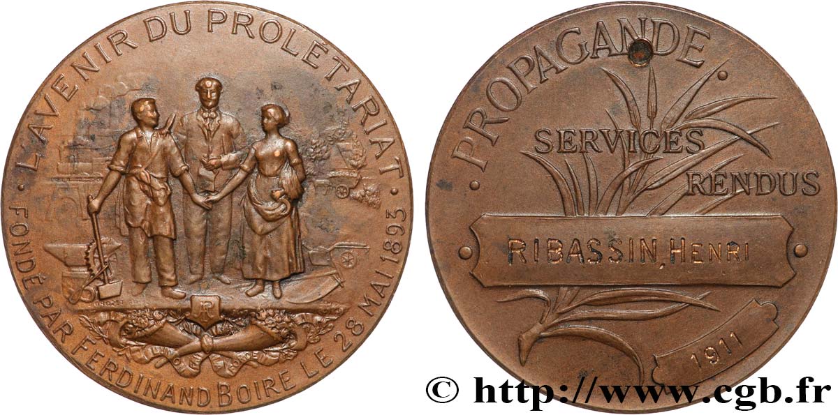 TROISIÈME RÉPUBLIQUE Médaille, L’Avenir du prolétariat TTB+