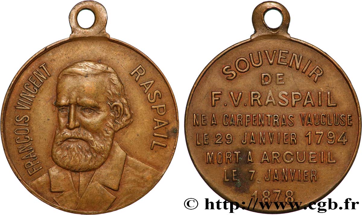 DRITTE FRANZOSISCHE REPUBLIK Médaille, Souvenir François Vincent Raspail SS