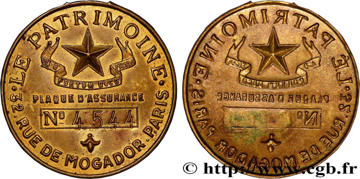 ASSURANCES Médaille, Plaque d’assurance, Le Patrimoine TTB+