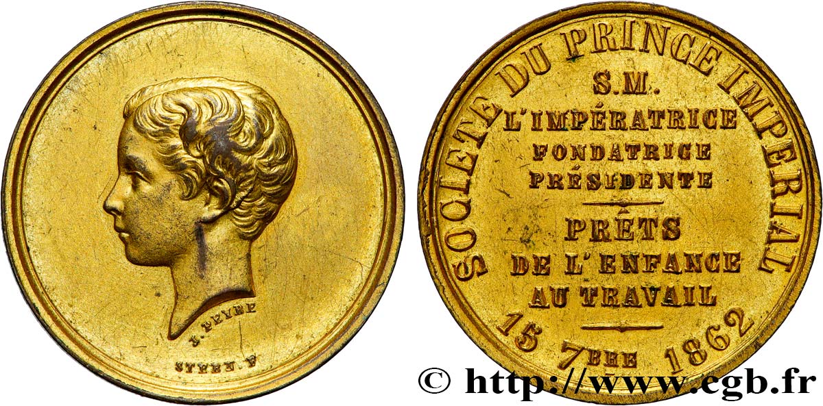 NAPOLÉON IV Médaille, Société du Prince Impérial, prêts de l’enfance au travail BB/q.SPL