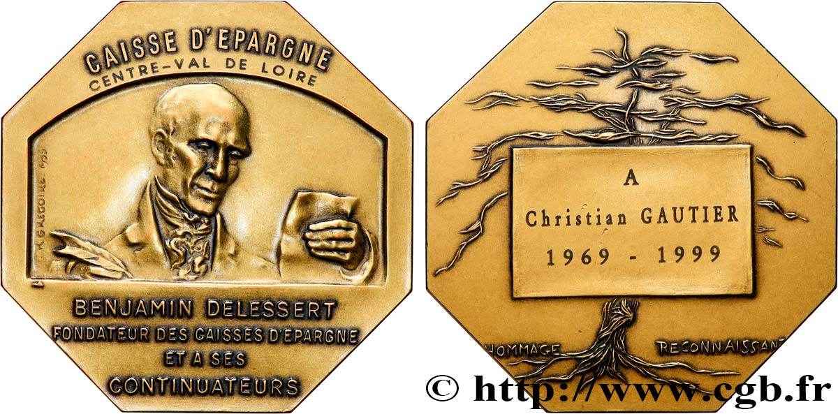 FUNFTE FRANZOSISCHE REPUBLIK Médaille, Caisse d’épargne Centre Val de Loire, Hommage reconnaissant VZ