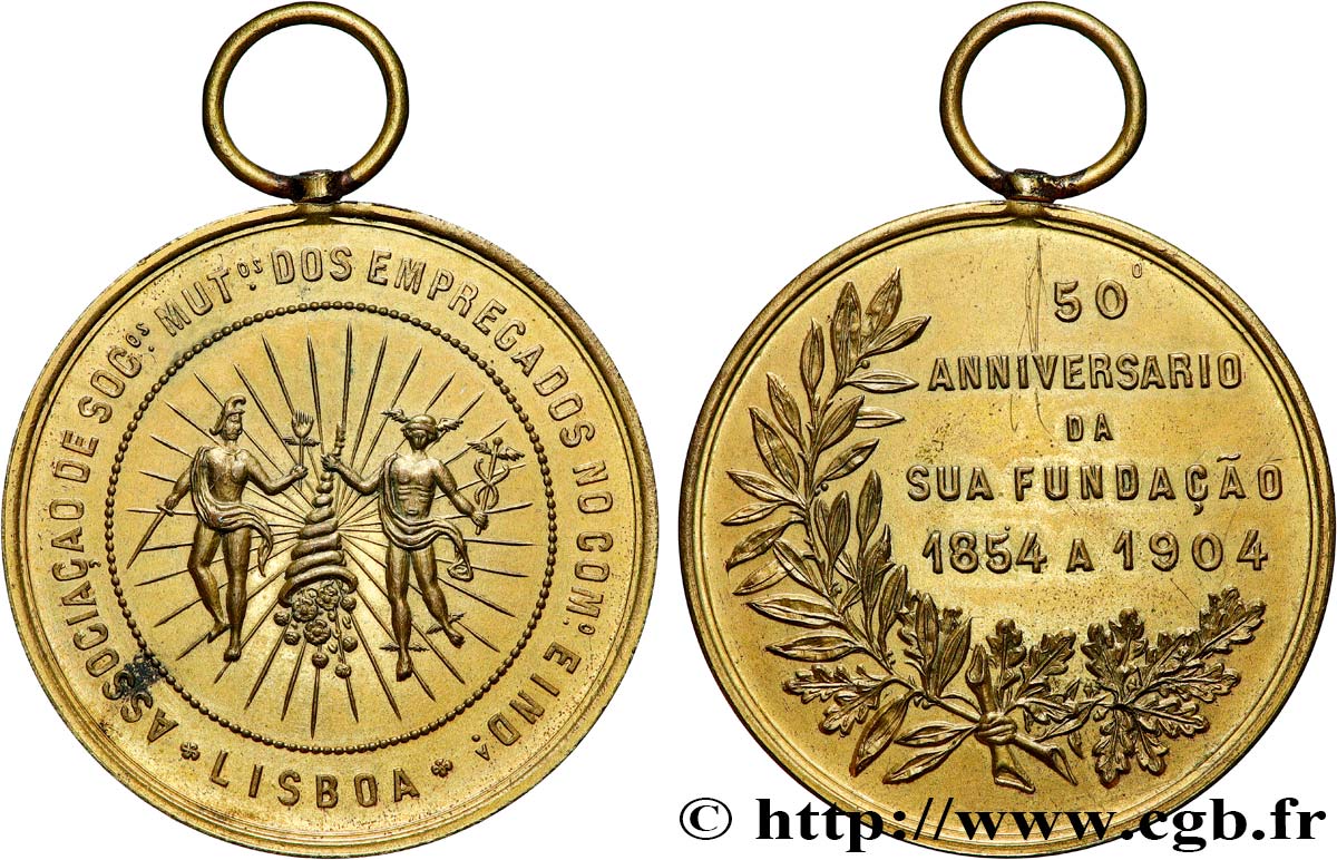 PORTUGAL Médaille, Cinquantenaire de fondation de l’association des secours mutuels AU