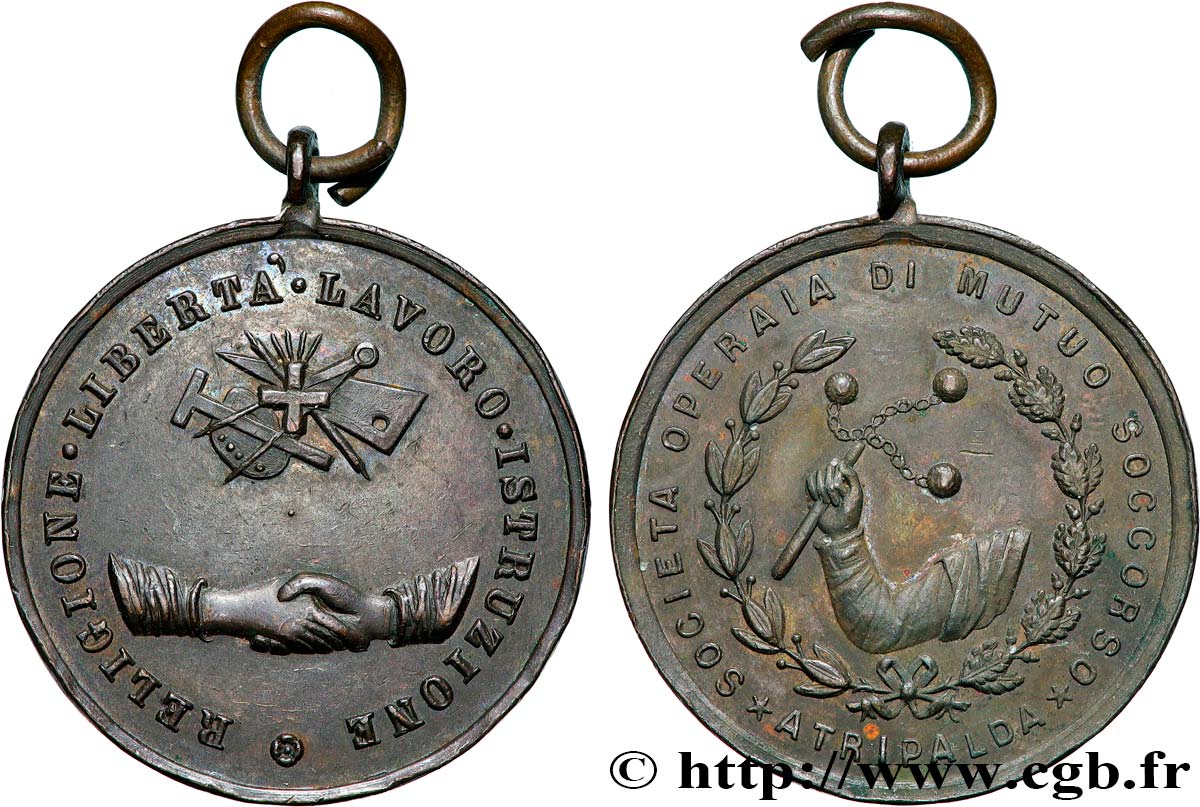 ITALIE Médaille, Société de secours mutuels TTB+