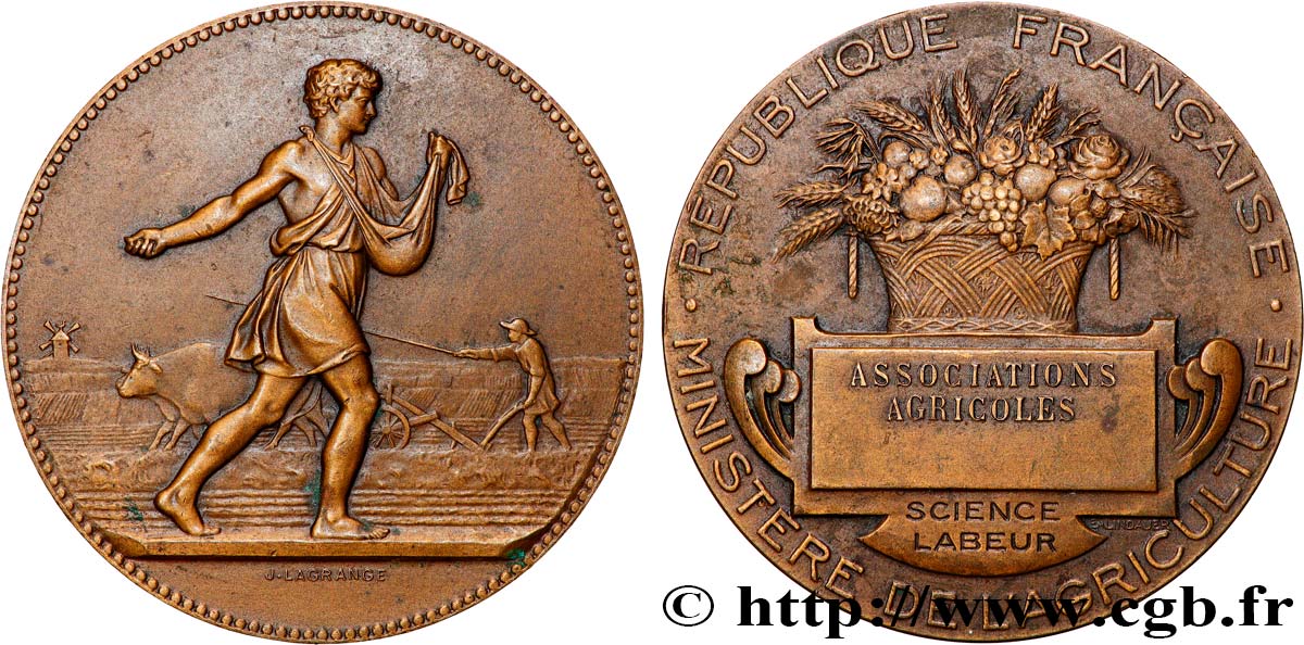 III REPUBLIC Médaille de récompense, Associations agricoles AU