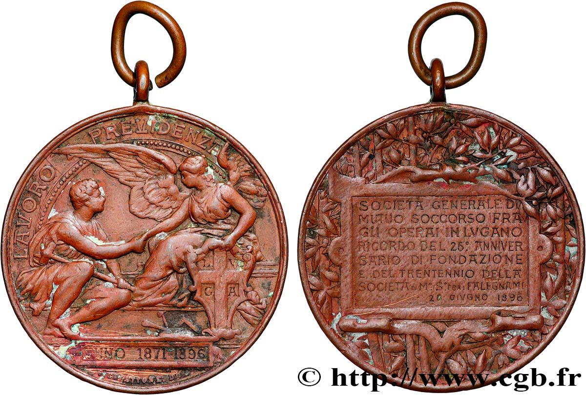 ITALIEN Médaille, Société générale de secours mutuels fSS