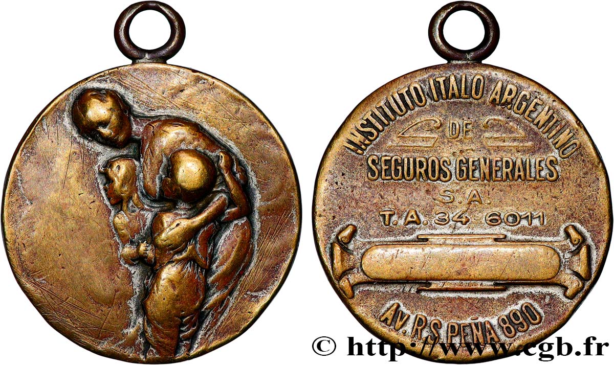 ASSURANCES Médaille, Compagnie d’assurances italo-argentine TB+