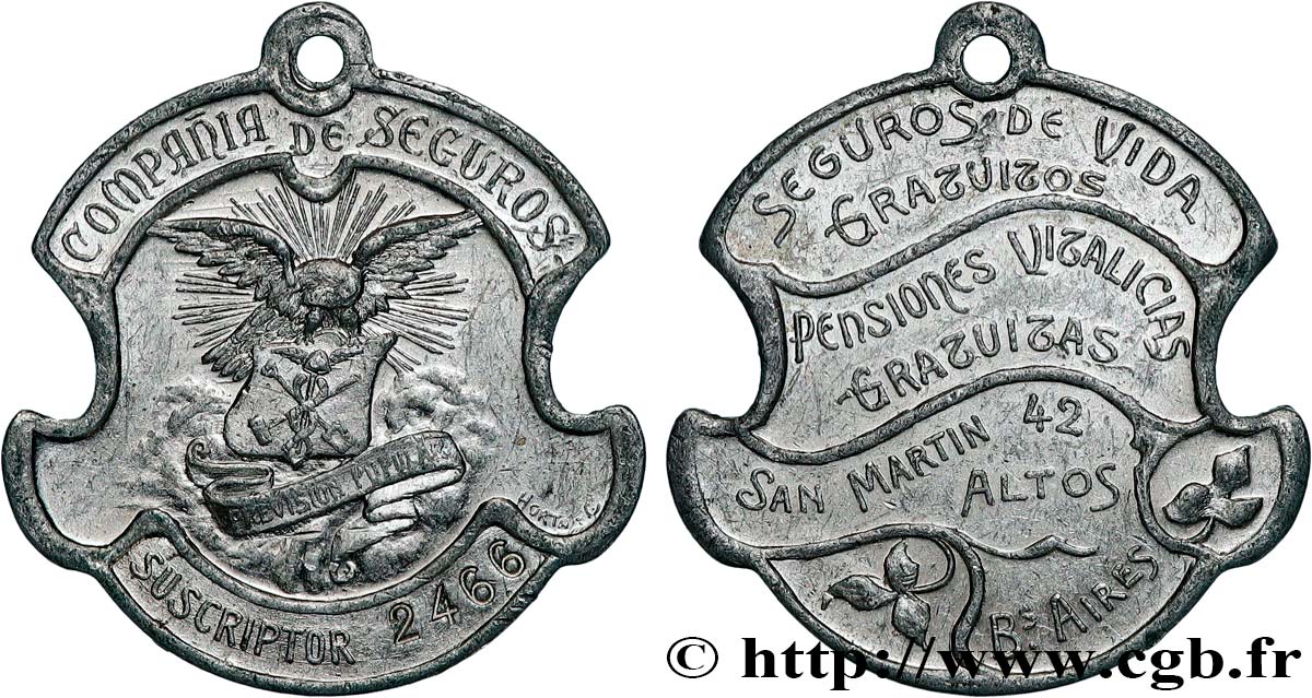 ARGENTINA Médaille, Compagnie d’assurances AU