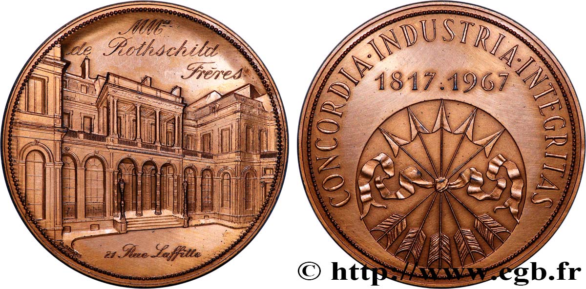 CINQUIÈME RÉPUBLIQUE Médaille, Demeure des Rothschild TTB+