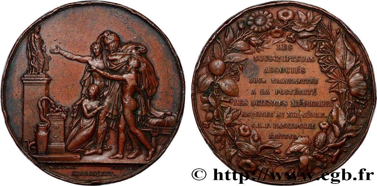 LOUIS XVIII Médaille, Souscription à la postérité des Sciences médicales acquises au XIXe siècle VF