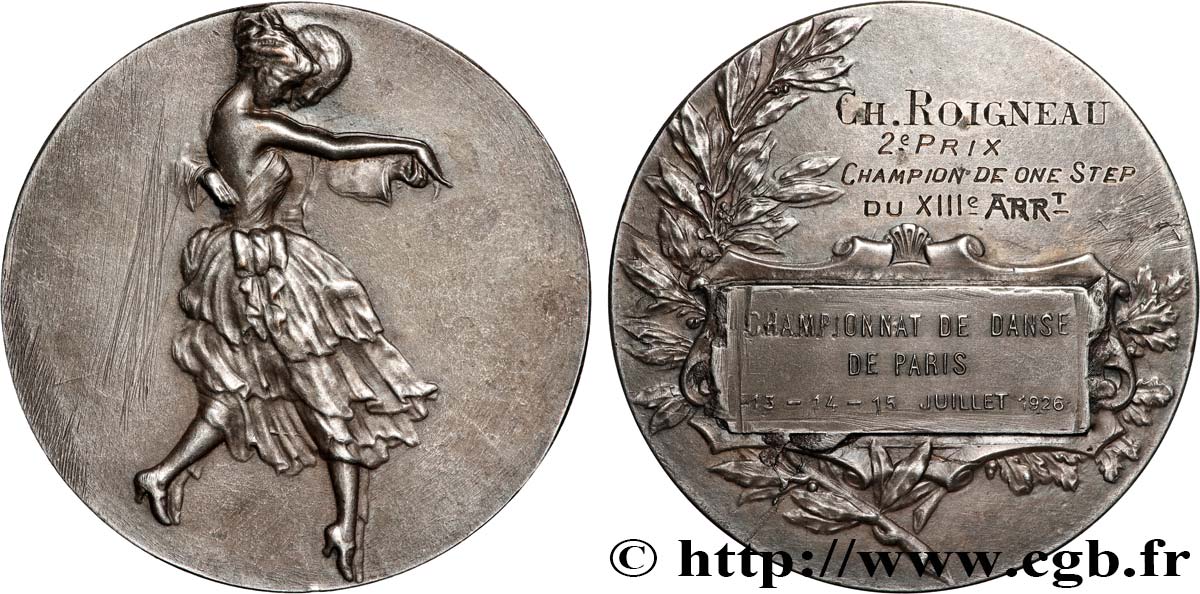 DRITTE FRANZOSISCHE REPUBLIK Médaille, Championnat de danse de Paris SS