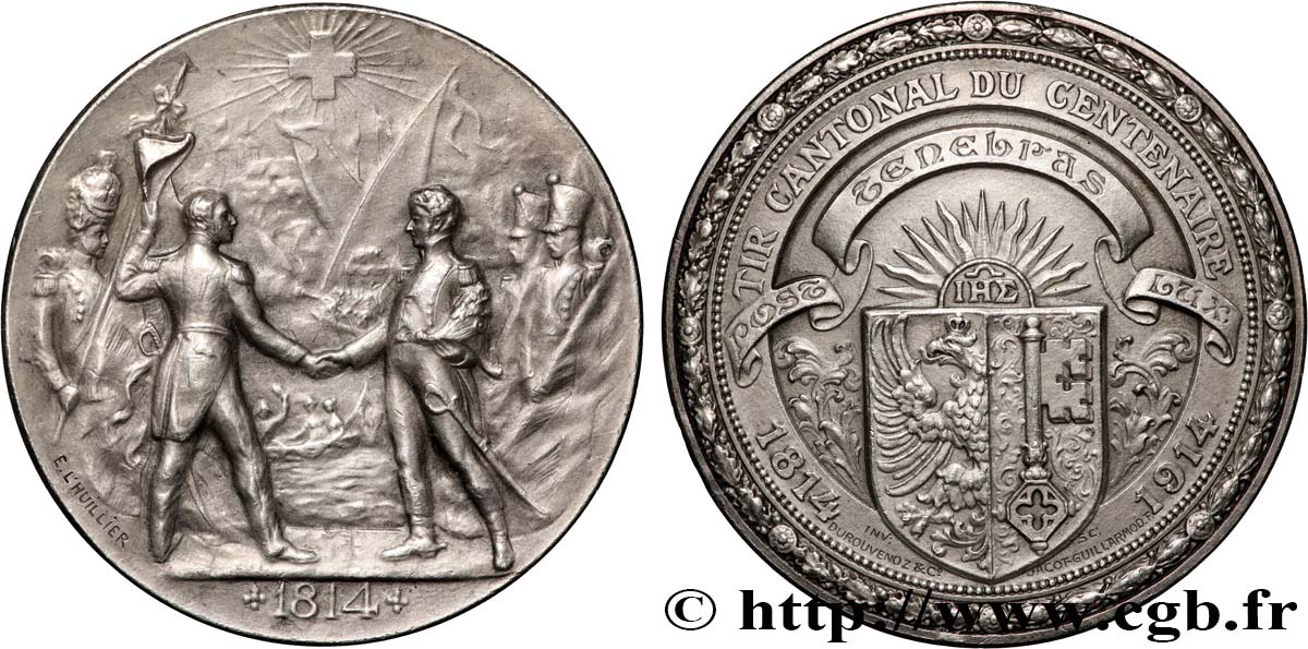 SUISSE - CONFÉDÉRATION HELVÉTIQUE Médaille, Tir cantonal du centenaire TTB