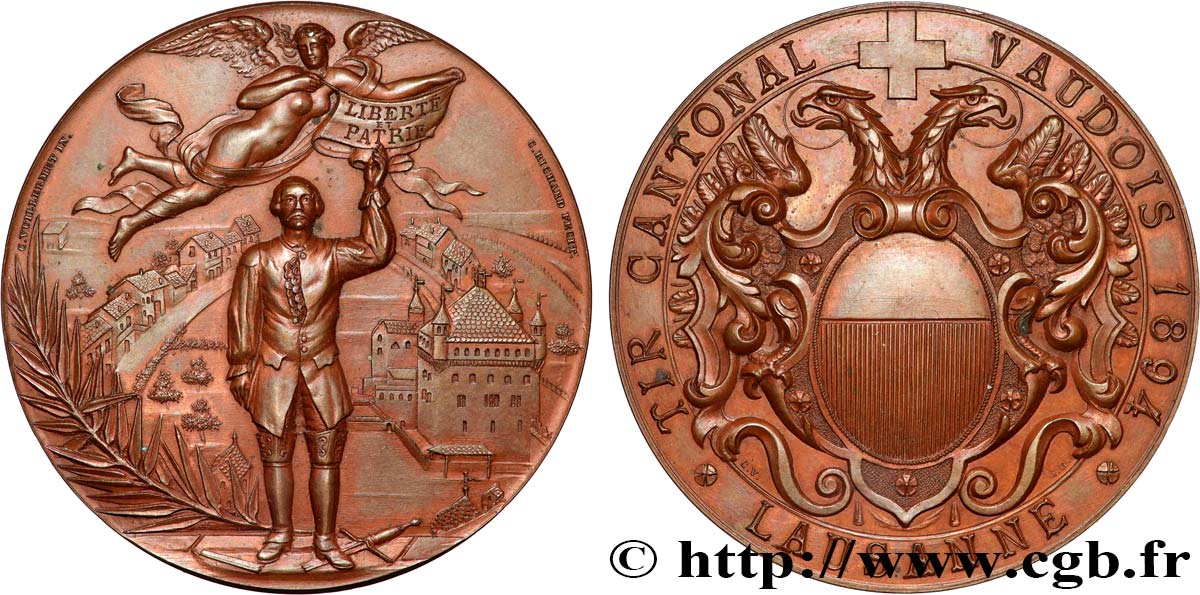SWITZERLAND - HELVETIC CONFEDERATION Médaille, Tir cantonal vaudois AU