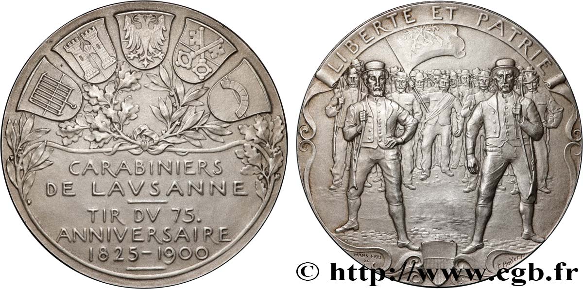 SWITZERLAND - CONFEDERATION OF HELVETIA Médaille, Carabiniers de Lausanne, Tir du 75e anniversaire AU