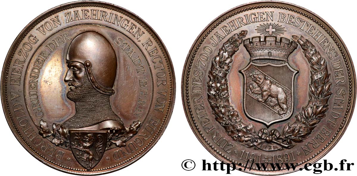 SCHWEIZ Médaille, 700e anniversaire de fondation de Bern fVZ/VZ