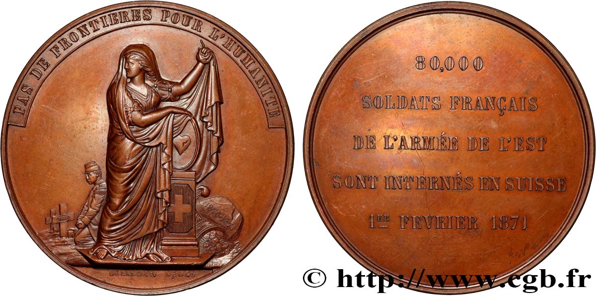 SUISSE - CONFÉDÉRATION HELVÉTIQUE Médaille, Internement de 80.000 soldats français SUP