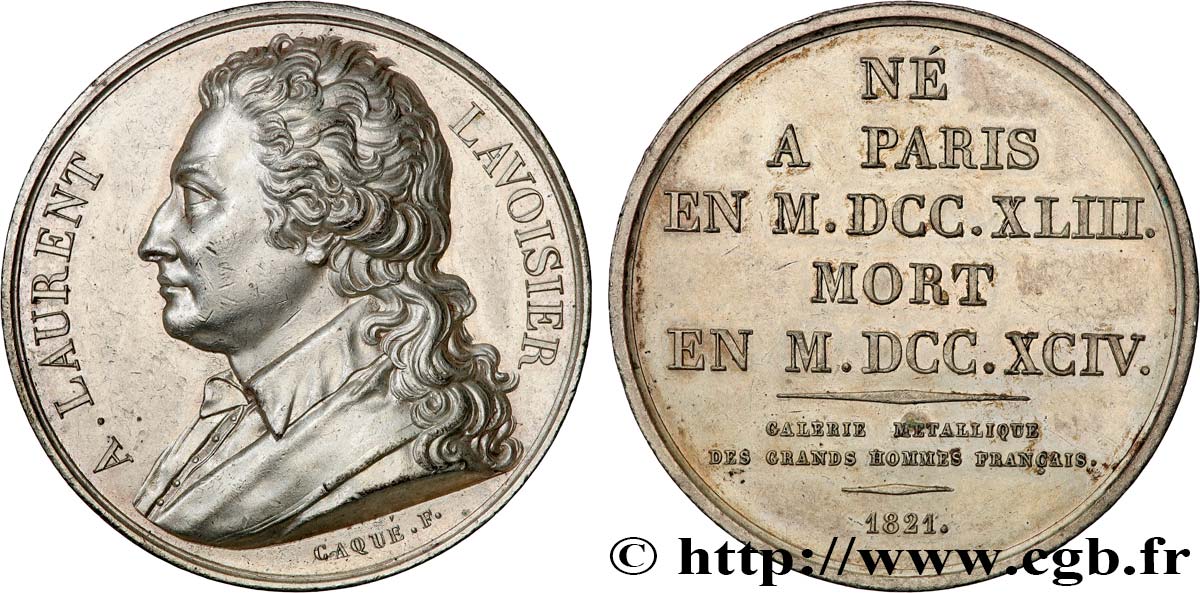 METALLIC GALLERY OF THE GREAT MEN FRENCH Médaille, Antoine Lavoisier AU