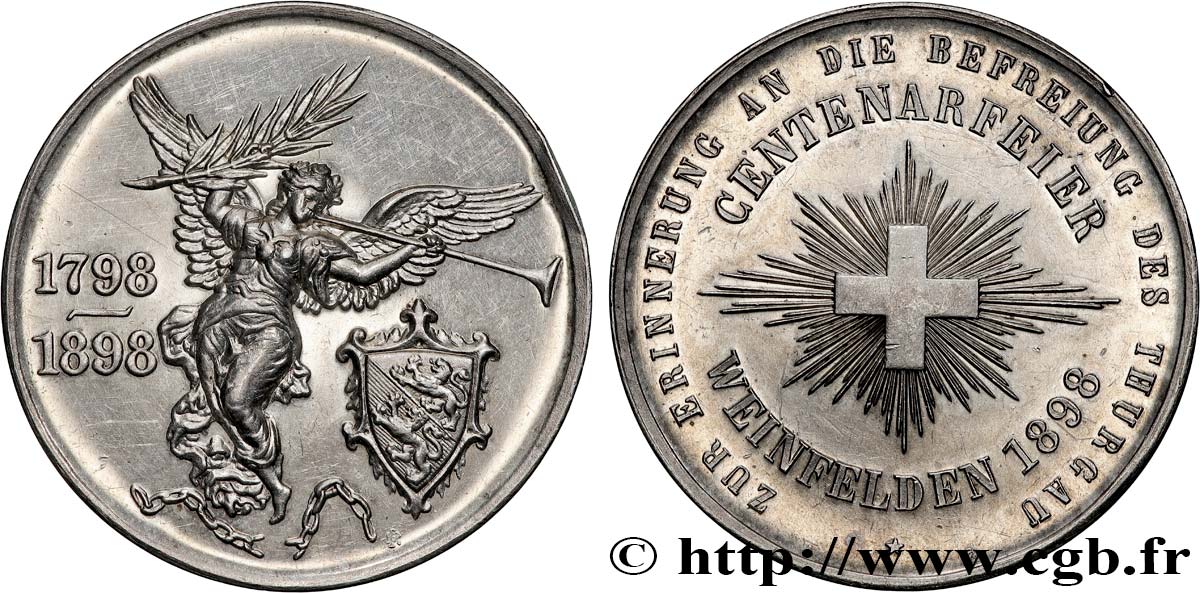 SWITZERLAND - HELVETIC CONFEDERATION Médaille, Centenaire de la libération de Thurgovie AU