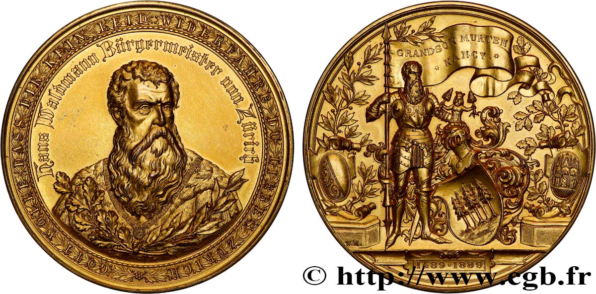 SWITZERLAND - CANTON OF ZÜRICH Médaille, 400e anniversaire de la mort d’Hans Waldmann  AU