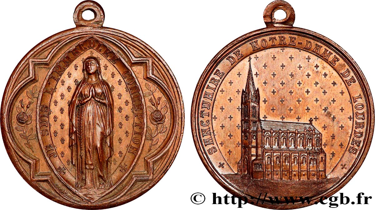 RELIGIOUS MEDALS Médaille, Sanctuaire de Notre-Dame de Lourdes AU/AU