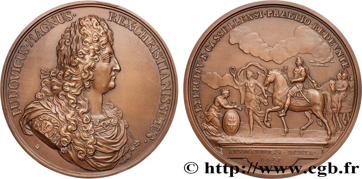 LOUIS XIV  THE SUN KING  Médaille, Prise de Saint-Omer, refrappe AU