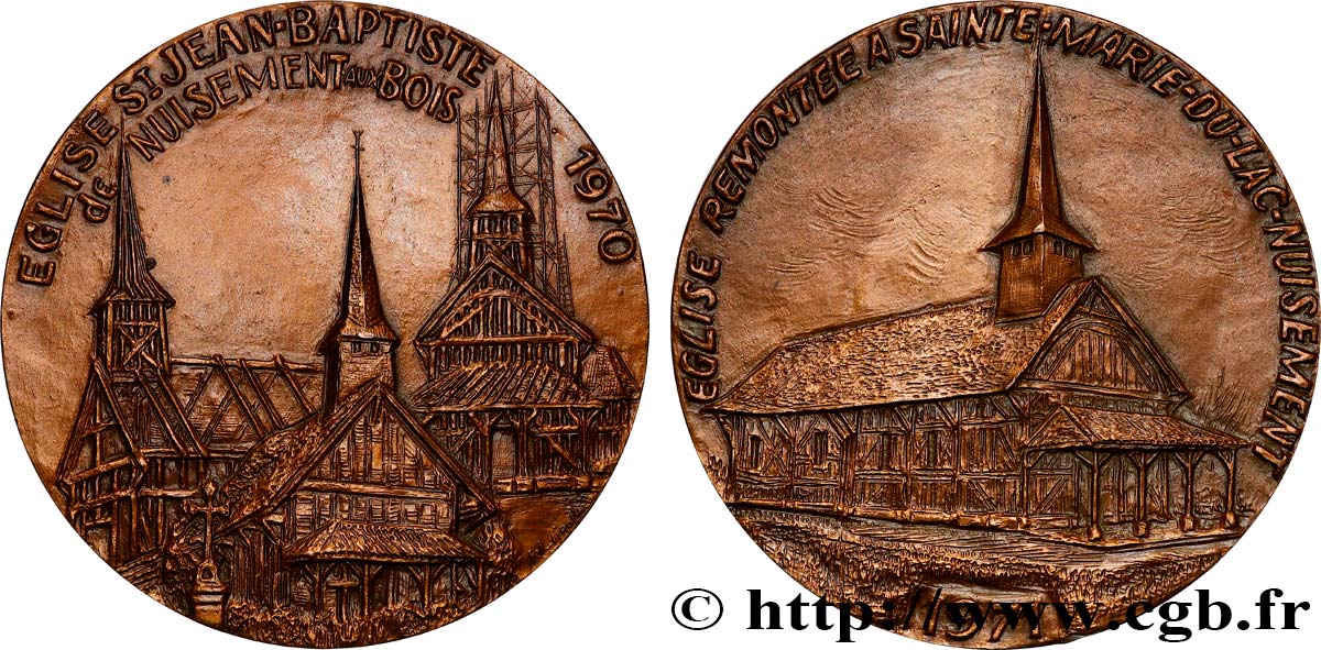 V REPUBLIC Médaille, Transfert de l’église St Jean-Baptiste de Nuisement aux Bois AU