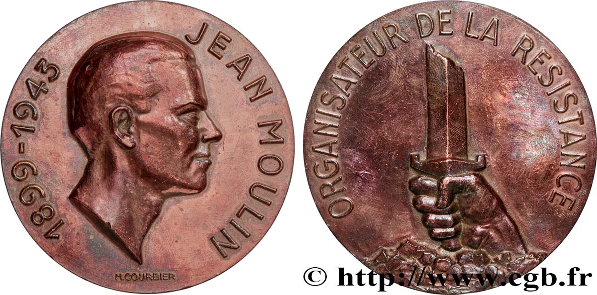 CINQUIÈME RÉPUBLIQUE Médaille, Jean Moulin TTB