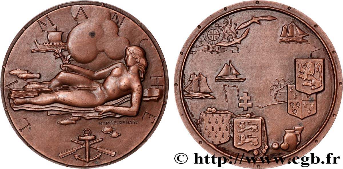 QUATRIÈME RÉPUBLIQUE Médaille, La Manche par Marcel Renard TTB+