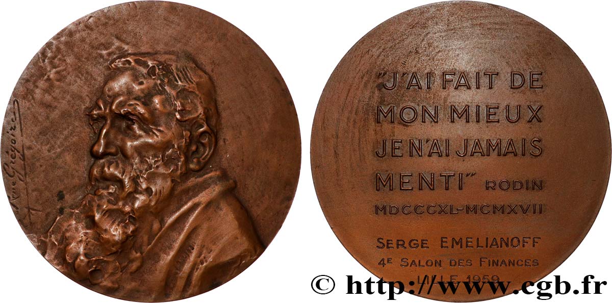 QUINTA REPUBLICA FRANCESA Médaille, Rodin par René Grégoire, récompense MBC+