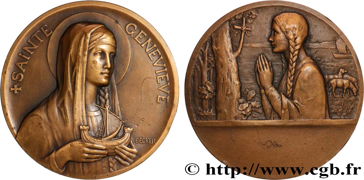 TERZA REPUBBLICA FRANCESE Médaille, Sainte Genevieve q.SPL