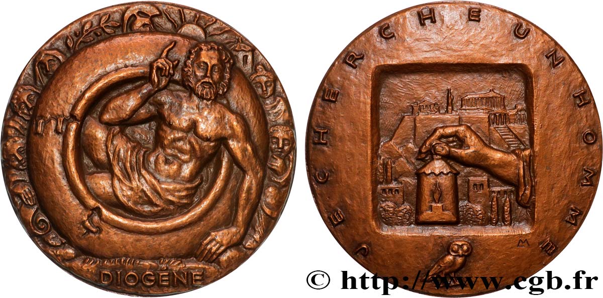 CUARTA REPUBLICA FRANCESA Médaille, Diogène par Louis Muller EBC