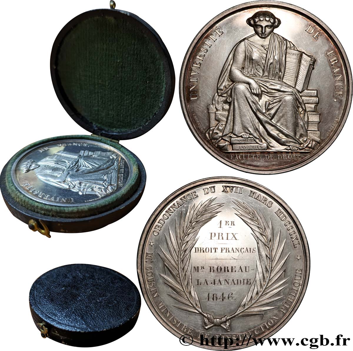 LOUIS-PHILIPPE I Médaille, Faculté de droit, Prix de droit français AU