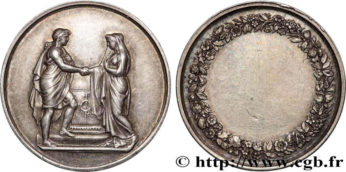 AMOUR ET MARIAGE Médaille de mariage, Couple antique TTB