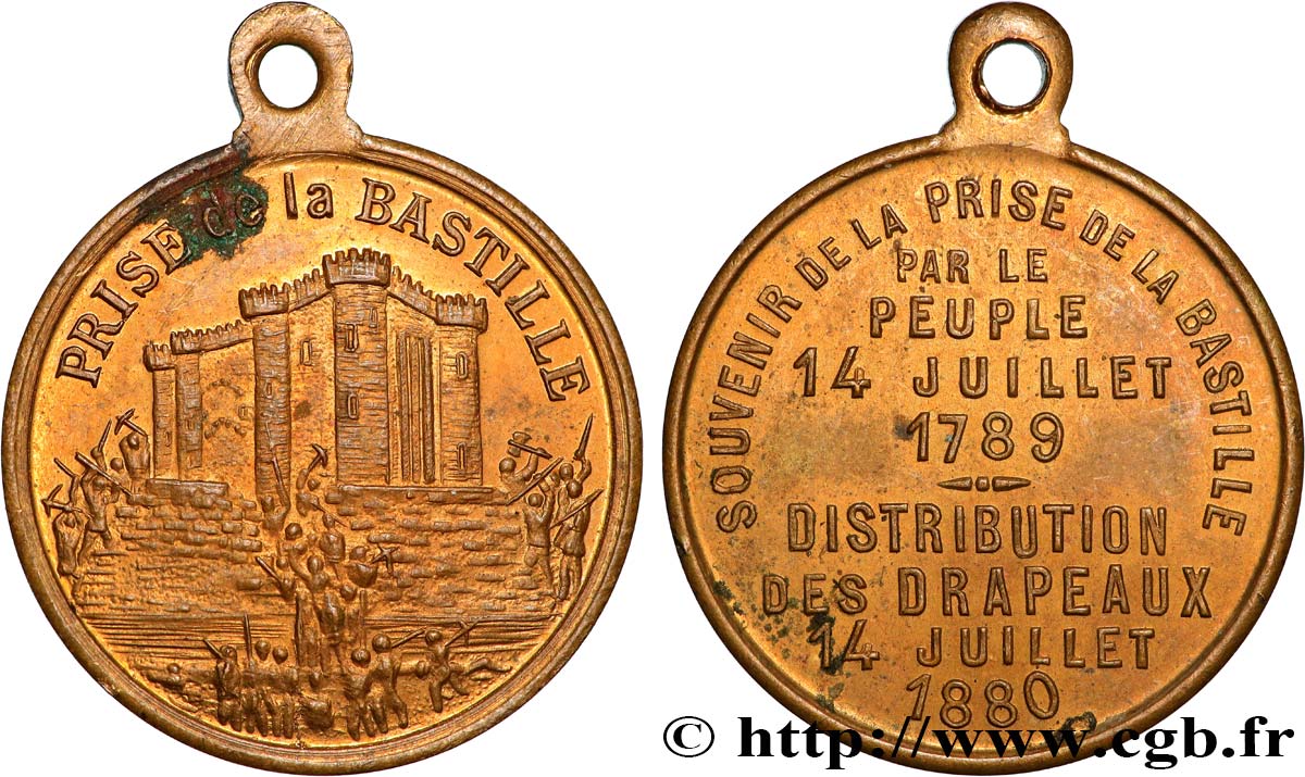 TROISIÈME RÉPUBLIQUE Médaille, Souvenir de la prise de la Bastille TTB/TTB+