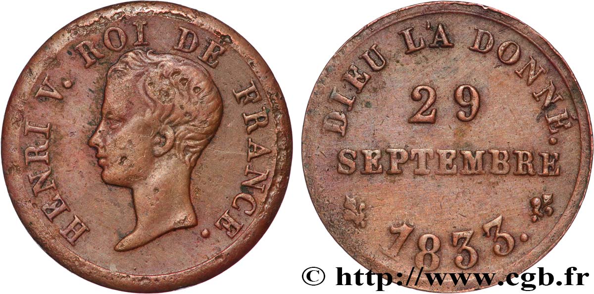 HENRY V COUNT OF CHAMBORD Module du 1/2 franc Henri V XF