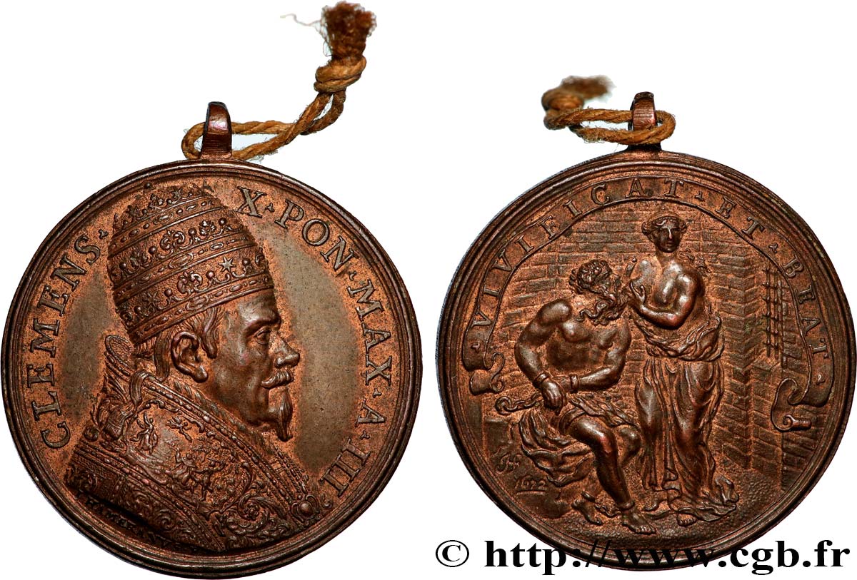 ITALY - PAPAL STATES - CLEMENT X (Emilio Altieri) Médaille, Oeuvres de charité du pontife envers ses sujets AU