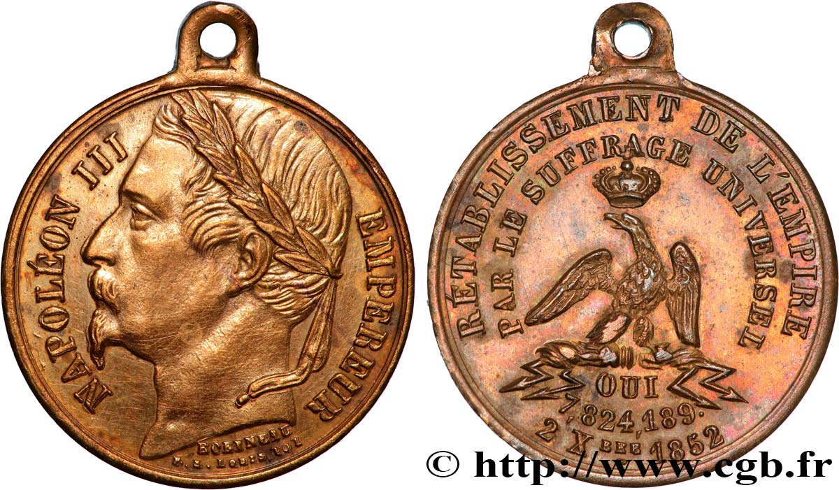 SECONDO IMPERO FRANCESE Médaille, Rétablissement de l’empire q.SPL